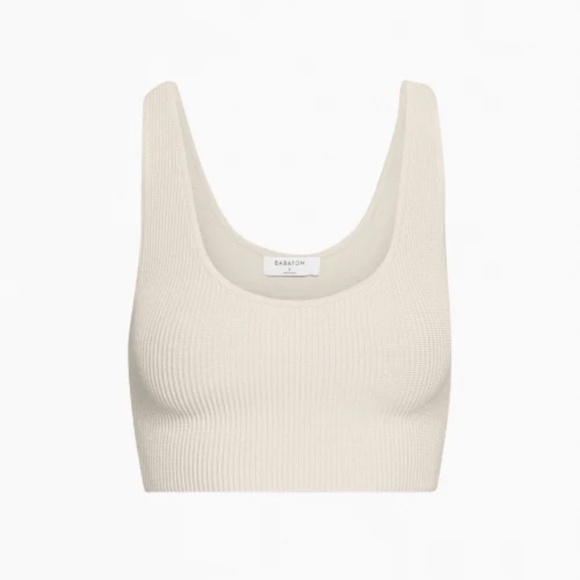 Aritzia Babaton Sculpt Knit Scoopneck Cropped Tank (2XS, Matte Pearl) - Picture 1 of 1